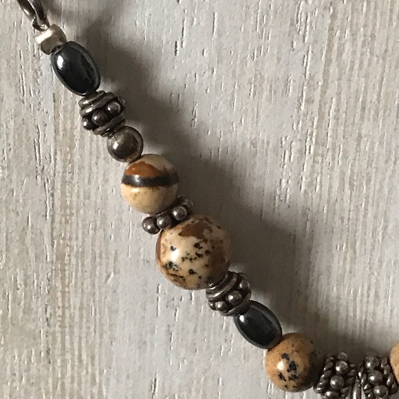 Natural Carved Stone Necklace/Earring Set w/925 SS - Picture 4 of 6